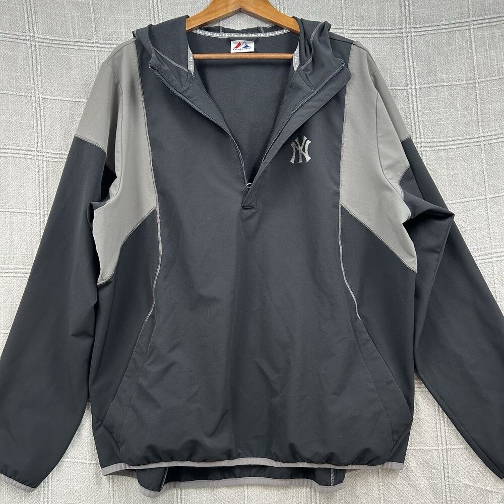 Vintage Majestic NY Yankees Half Zip Men's Large Jacket Athletic Windbreaker